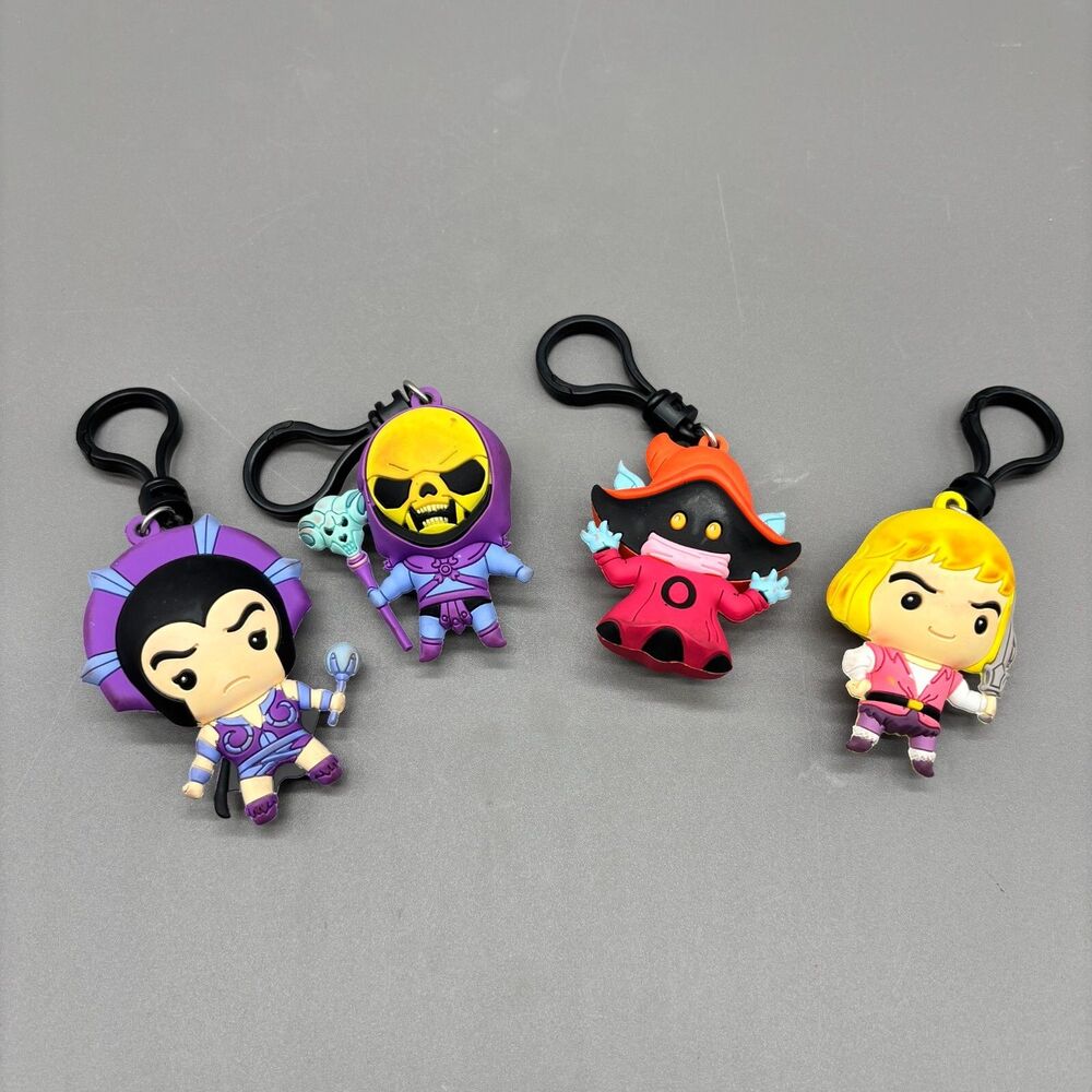 Masters of The Universe Bag Clip Keychain Lot MOTU Skeletor Evil Lyn Orko Adam